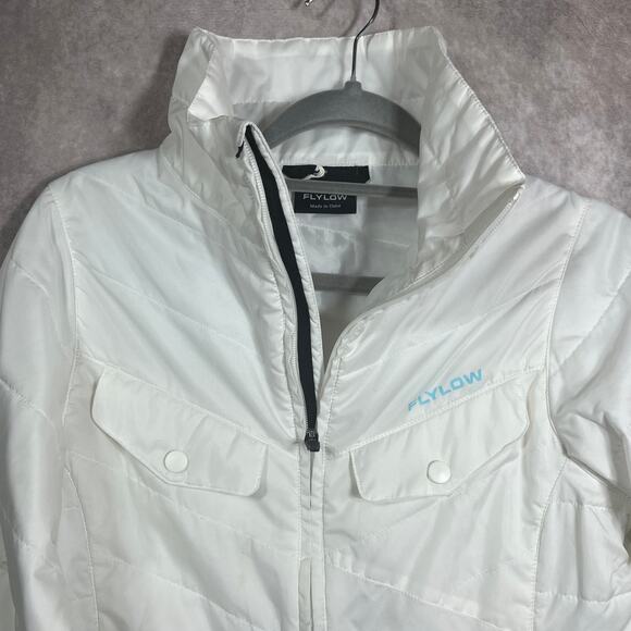 Flylow Piper Jacket Women Medium White Quarter Zip Puffer Insulated Pullover Ski - Picture 2 of 10